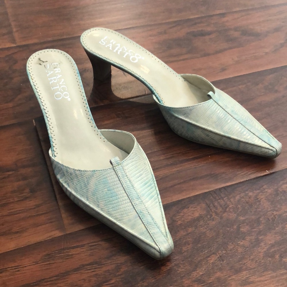 Franco Sarto Pointed Toe Kitten Heel Mules